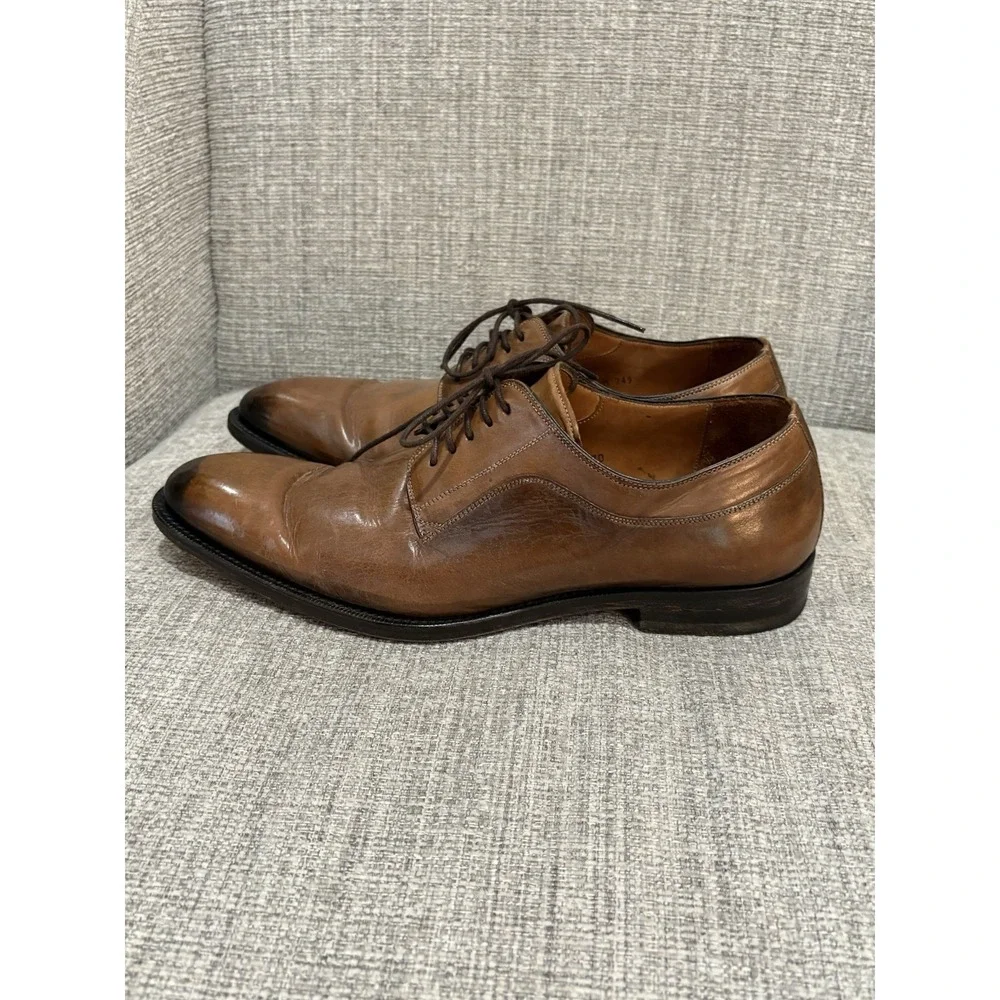 Mezlan Lace Up Leather Oxford Burnished‎ Toe Brown Size 10